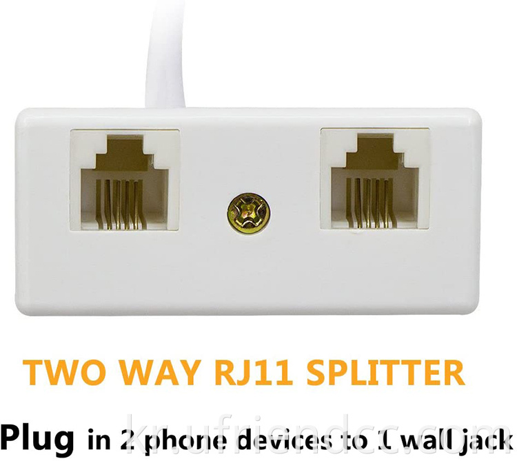 스플리터 1 마리에서 2 명의 여성 RJ11 6P4C 벽 유선 전화 용 전화 컨버터 케이블 어댑터
